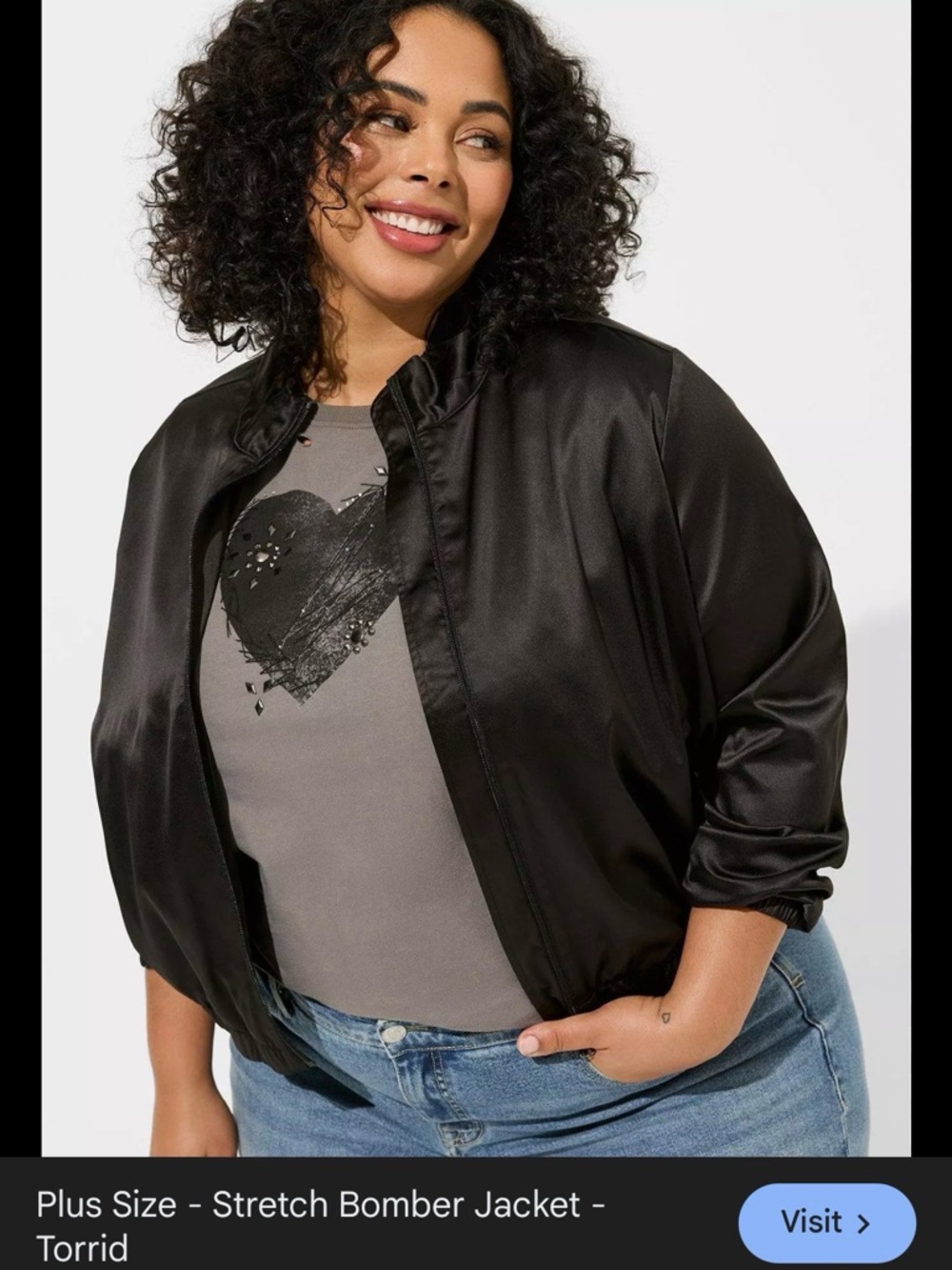 torrid Black Stretch Bomber Jacket